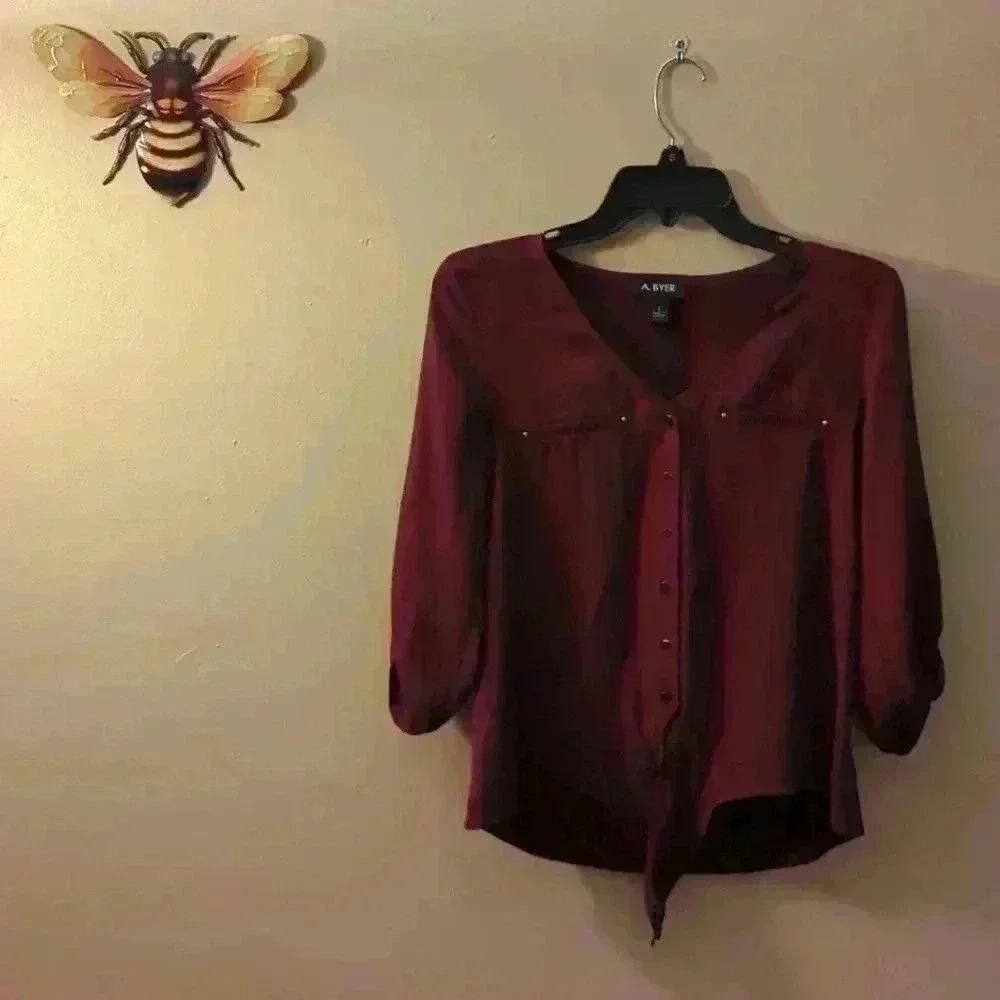 A. Byer, burgundy blouse, small - Picture 1 of 4